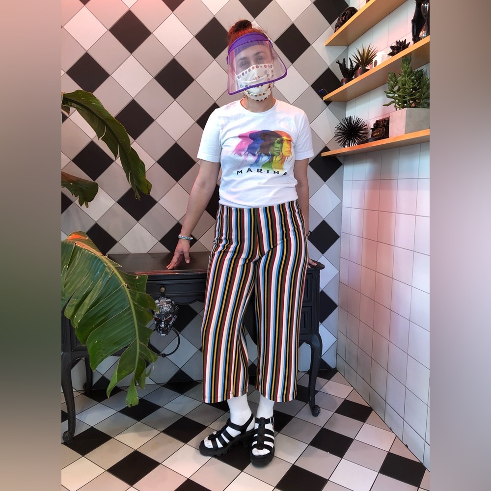 Marina + the diamonds Concert rainbow white tee short sleeve tshirt